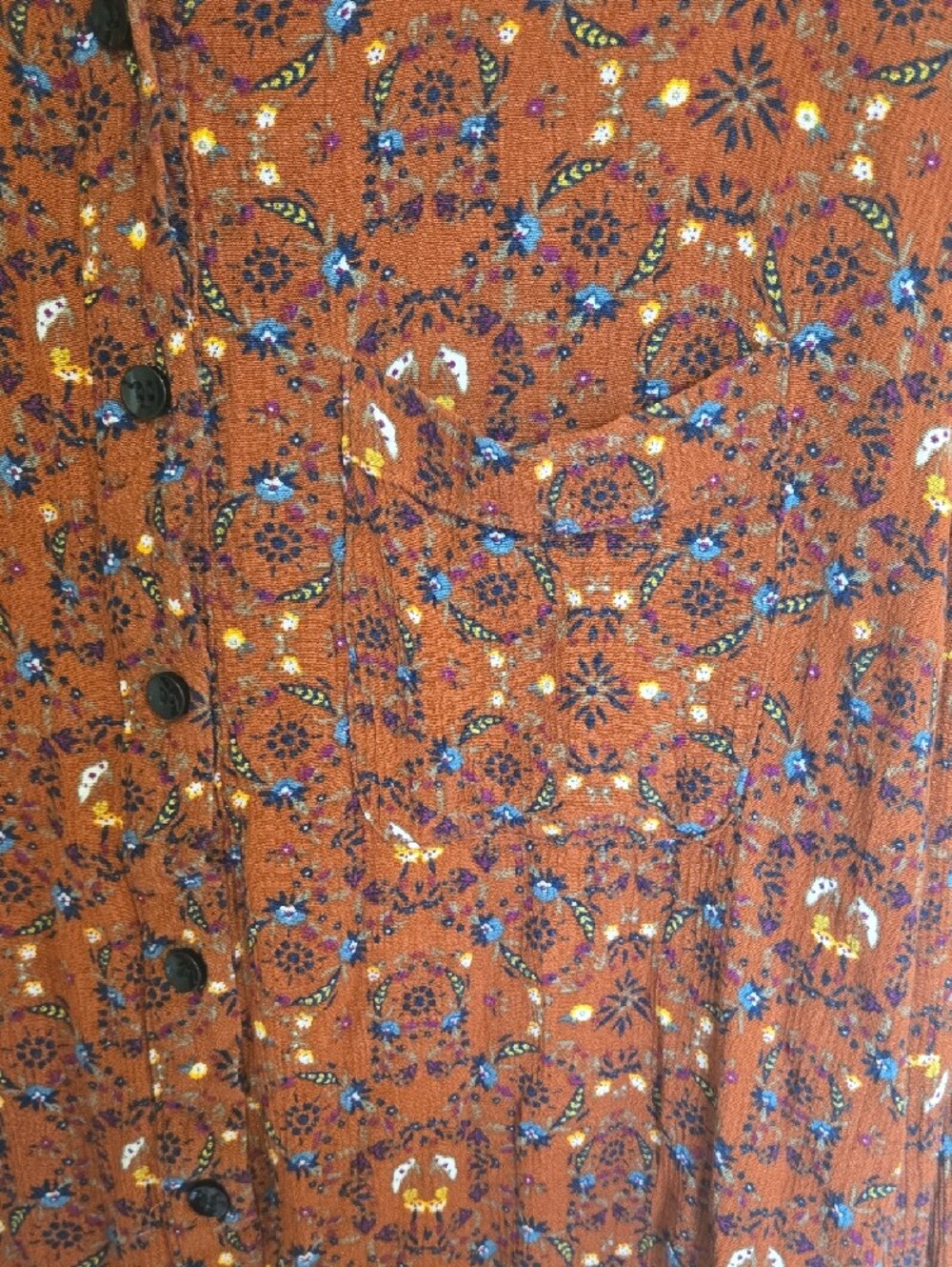Natural Life Cece Button Down Shirt Relaxed Fit Long Sleeves Rust Floral L Boho - Picture 3 of 9